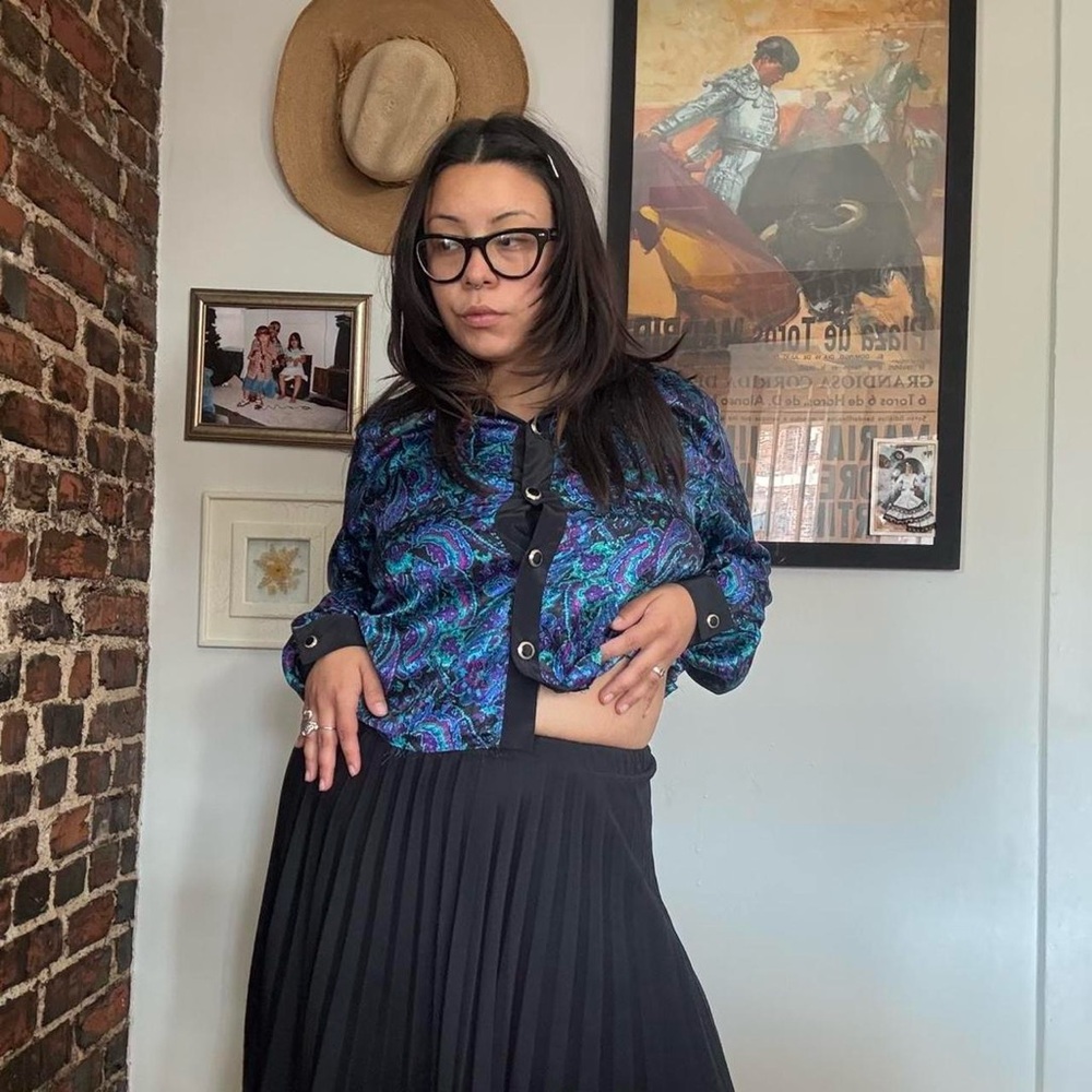 Blue and Purple Patterned Blouse